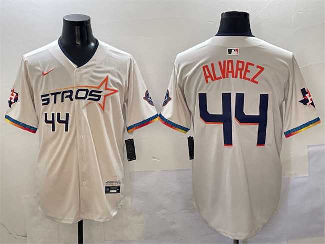 Men%27s Houston Astros #44 Yordan Alvarez Cream 2025 City Connect With Texas Patch Limited Stitched Jersey